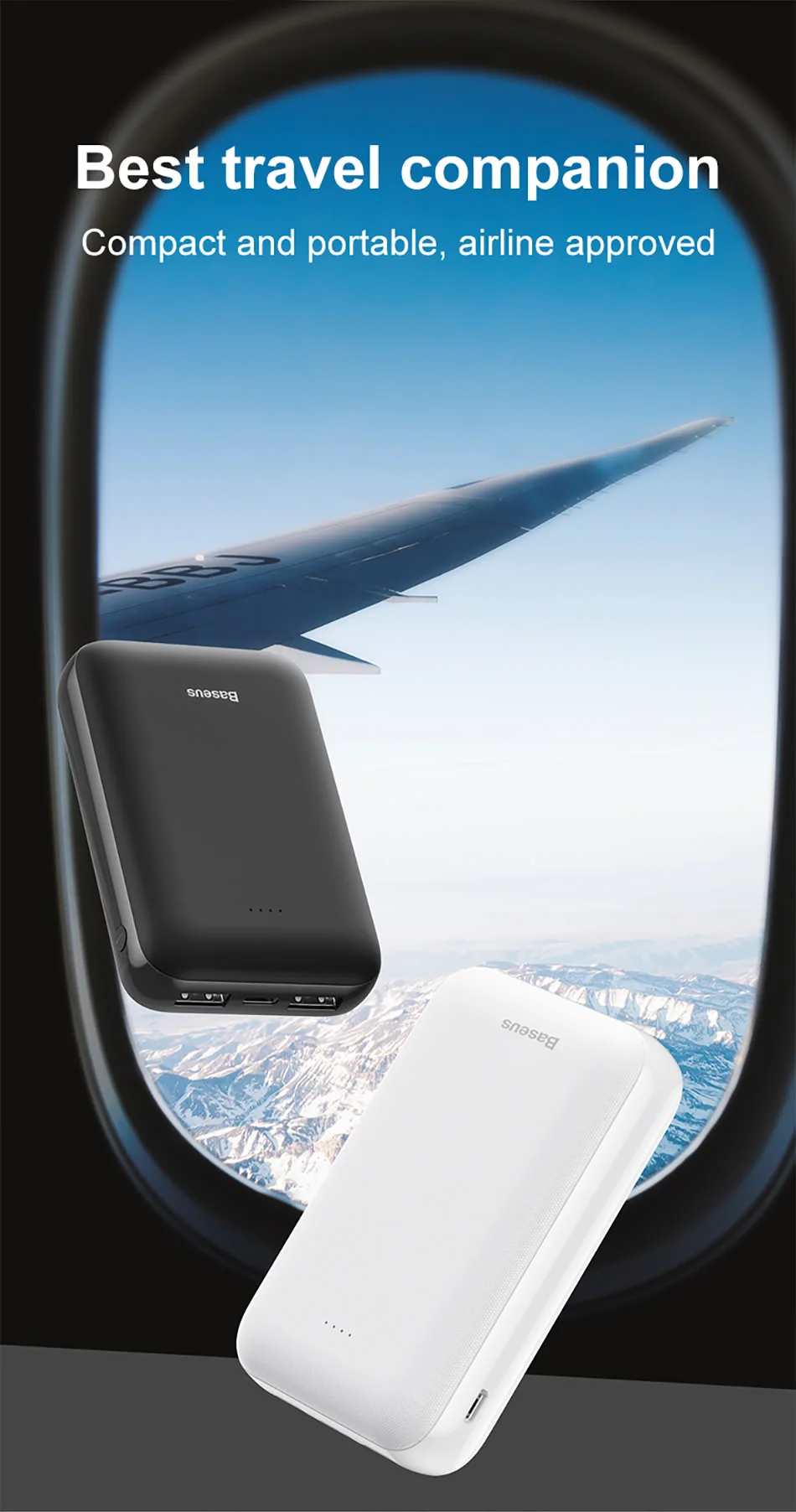 Baseus мини банк питания 10000 мАч для xiaomi samsung iPhone банк питания двойной usb Тип C портативное зарядное устройство Внешняя батарея повербанк
