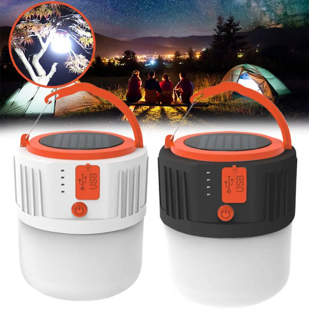 

Solar LED Camping Light USB Rechargeable Bulb For Outdoor Tent Lamp Portable Lanterns Emergency Lights For BBQ Hiking Drop ship