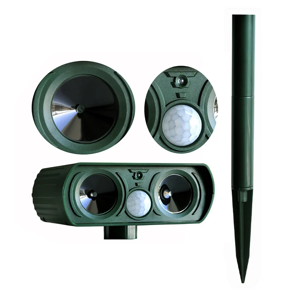 

Gardening Supplies Animal Solar Power Outdoor Ultrasonic Mouse Repeller Green ABS With Motion Sensor