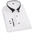Рубашка Aoliwen мужская с длинными рукавами, формальная сорочка с лацканами, приталенная, однотонная, белая, для свадьбы, без глажки