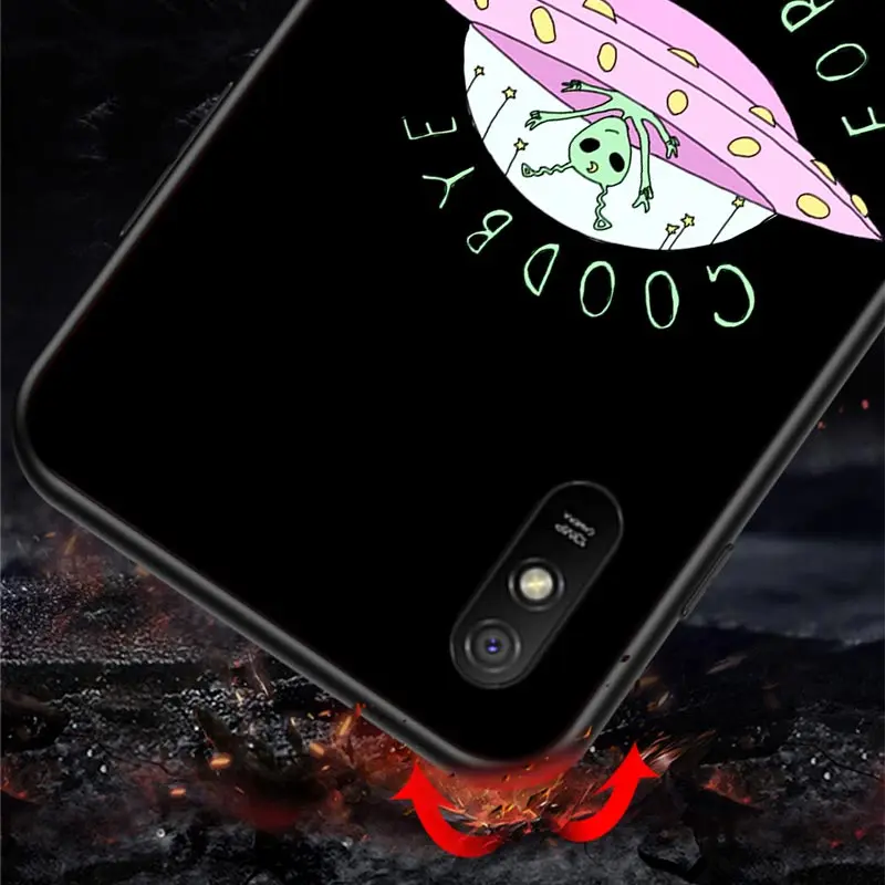 

Aesthetics Cartoon alien space For Xiaomi Redmi 9 9C 9A 9I 9T 10X 8A 8 7A 7 6A 6 5 S2 Y3 Y2 K30 Ultra K20 Pro Black Phone Case