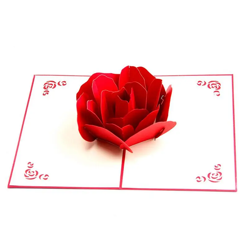 

3D Up Rose Thank You Greeting Postcards Flower Handmade Blank Vintage Paper Happy Birthday Love Gift Card