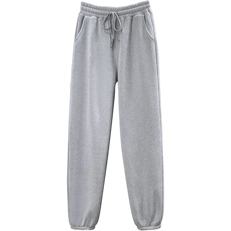 

womens fleece pants high waist joggers pants leisure trousers korean style sweatpants causal streetwear