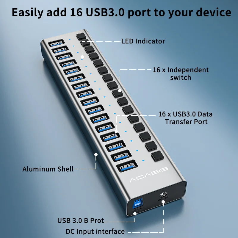 USB 3.0 Hub Multiple Splitter 3 Hab Convert High-speed Adapter 4/7/10/13/16/20 Ports Expander with Switch For PC | Компьютеры и офис