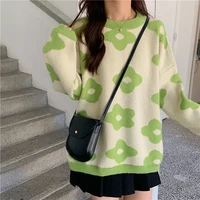 long sleeve knitted pullover flower sweaters 2021 winter new fashion oversized tricot jersey jumper pull women tops