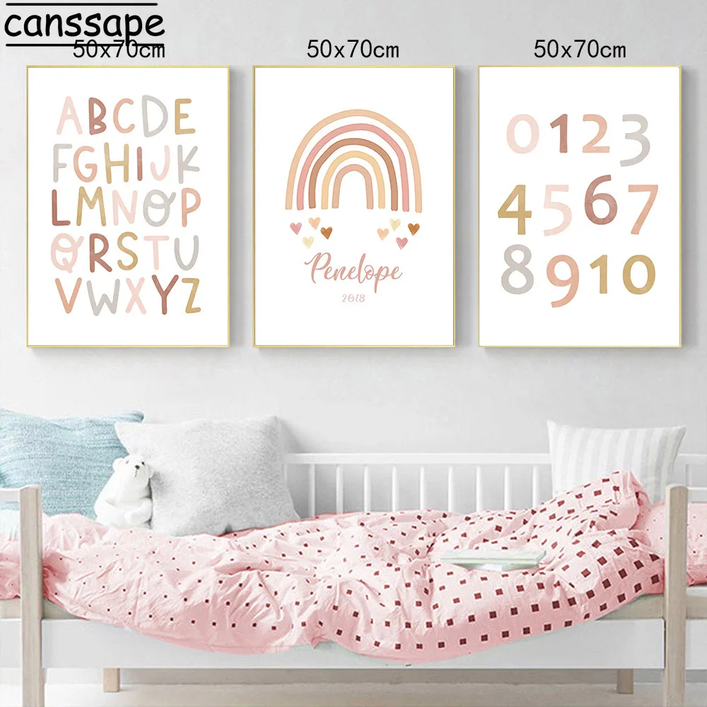 АБС пластик плакат с алфавитом пользовательское имя дату рождения картина