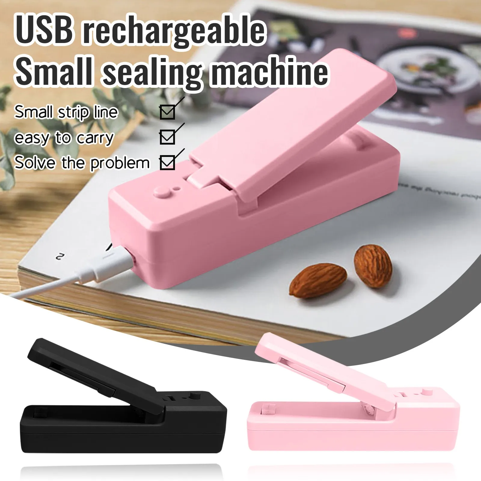

Mini Portable Bag Clips Sealing Machine Plastic Bag Rechargeable Small Sealing Machine Usb Rechargeable Bag Sealer Capper#b25