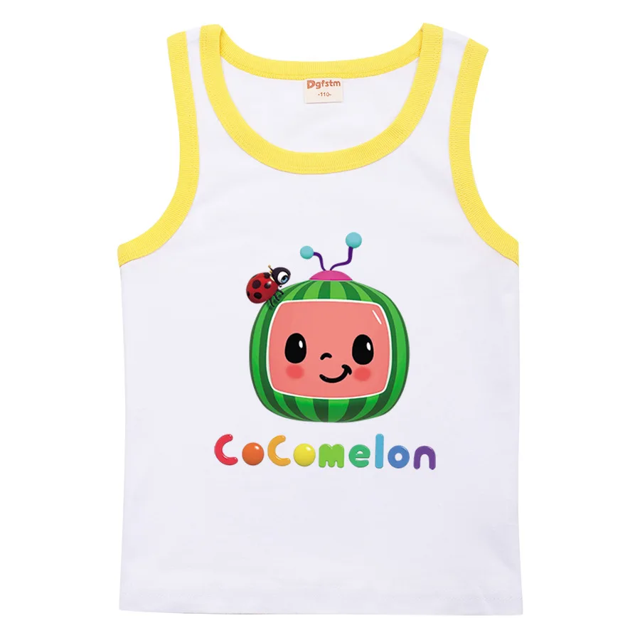 

2021 CoCoMelon JJ Summer Collection Cute Little Watermelon Boys and Girls 100% Cotton T-Shirt Vest clothes