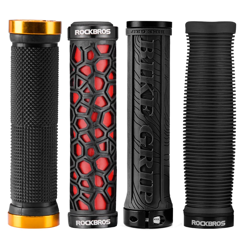 

ROCKBROS Bike Grips Bicycle Handlebar Rubber Lock-on Ultraight MTB Grips Anti-skid Shock-Absorbing Cycling Handlebar Bike Parts