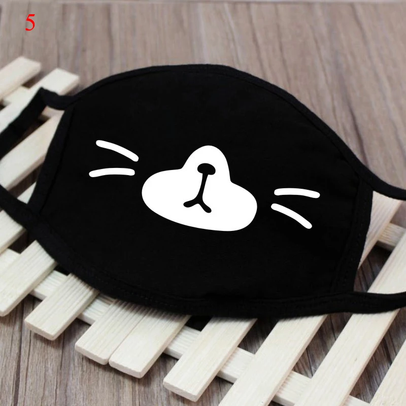 1 шт. хлопковая черная маска для лица корейские милые животные мультяшный Кот