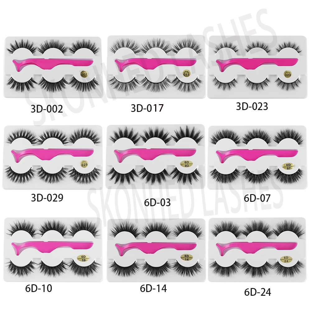3 пары накладных ресниц пушистые тонкие 3D 6D натуральные длинные толстые