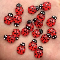 60pcs resin cute colorful beautiful red beetle flat back rhinestone appliques diy wedding scrapbook craft sf747