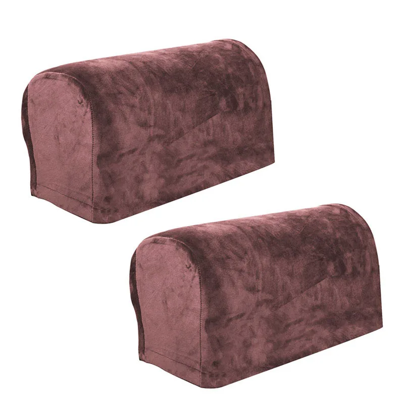 

New Stretchy Home Decor Simple 2 Piece Set Sofa Armrest Covers Sofa Arm Protectors Velvet Modern Breathable Elastic Solid Color