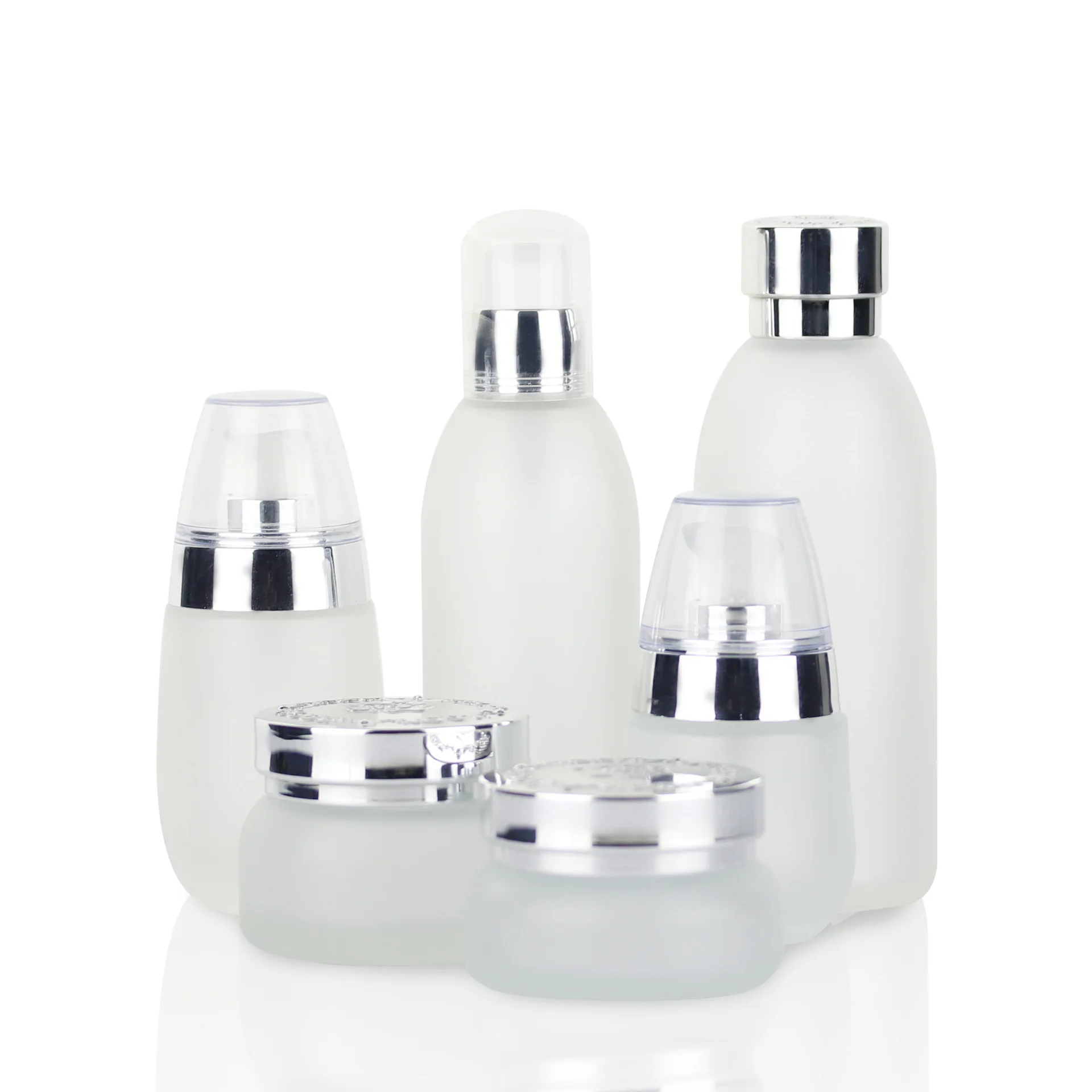 

20pcs 120ml 100ml 50ml 30ml Cosmetic Scrub Glass Empty Bottle Container Essence Lotion Press Bottle 30g 50g Cream Jar