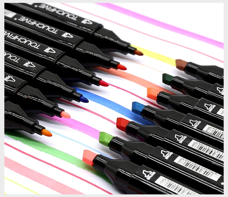TOUCHFIVE 60 Color Dual Head Art Marker Set Alcohol Sketch Markers Pen for Artist Drawing Manga water color brush | Канцтовары для