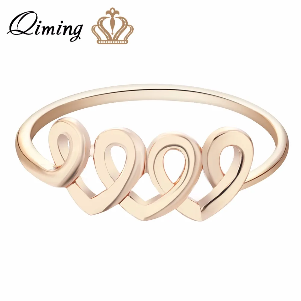 Женское кольцо для свадьбы QIMING Золотое модное друга минимальное ювелирное