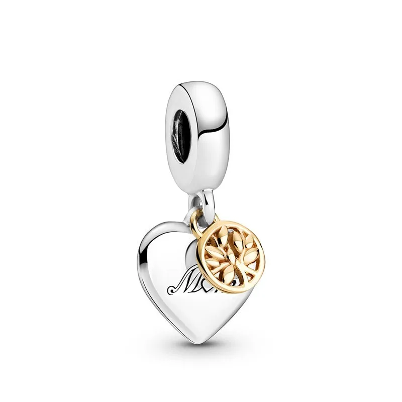 

100% S925 Silver New Two Color Heart-shaped Life Tree PAN Pendant Suitable For Original Pandora Bracelet Women Diy Charm Jewelry