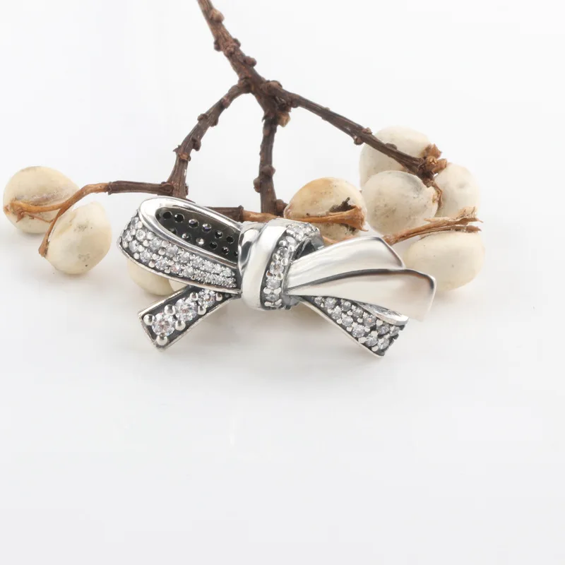 

Горячая Распродажа ко Дню Святого Валентина S925 Стерлинговое Silverornate лук циркон драгоценные бусины, подходят к оригинальным Браслеты Для жен...