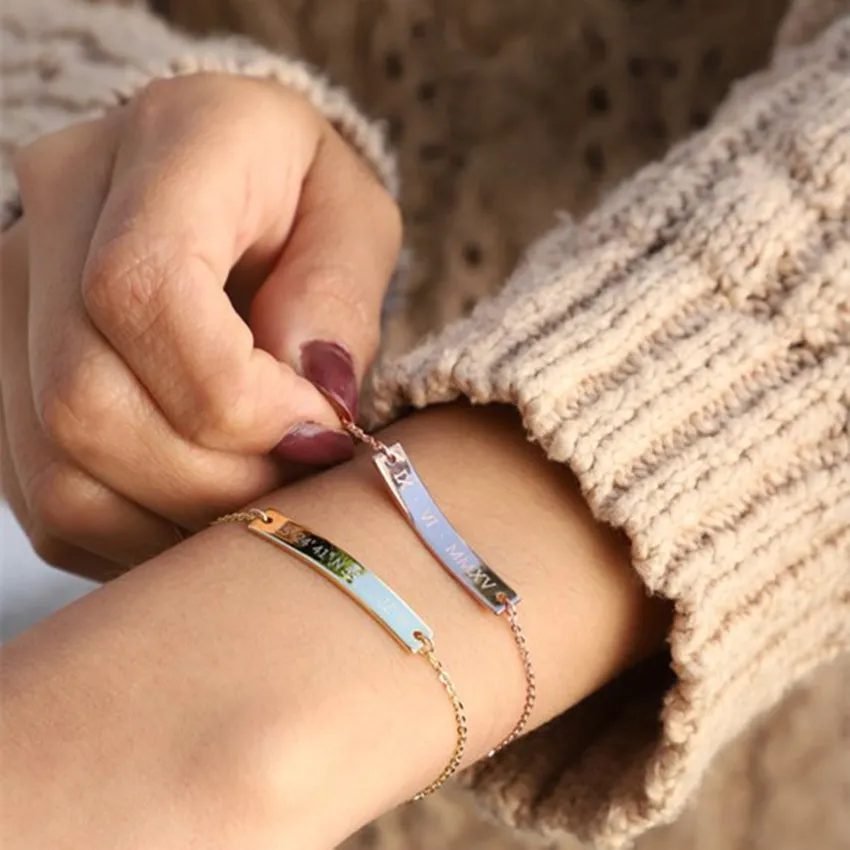 Модный длинный женский браслет с именем бара персонализированные ювелирные