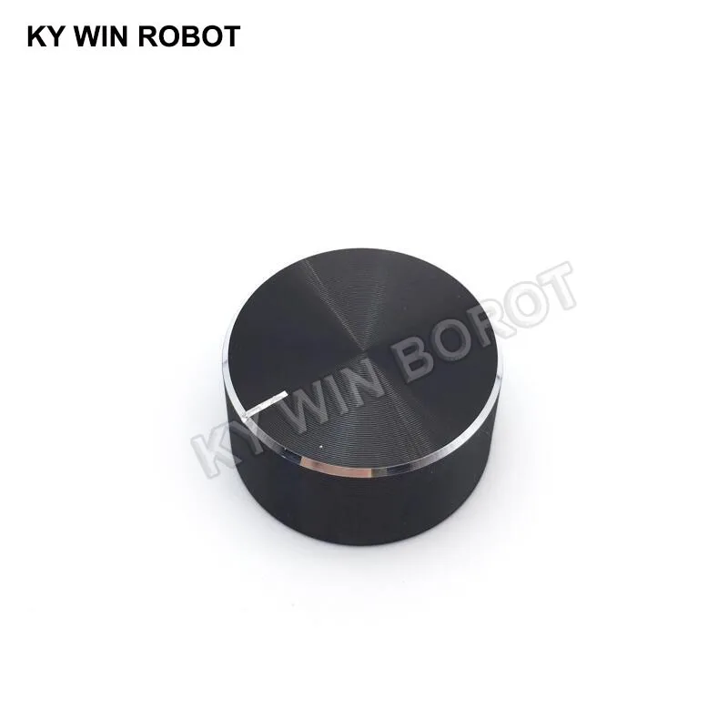 1 pcs 25x13mm 6mm Shaft Hole Aluminum Alloy Potentiometer Knob Black (D-axis)