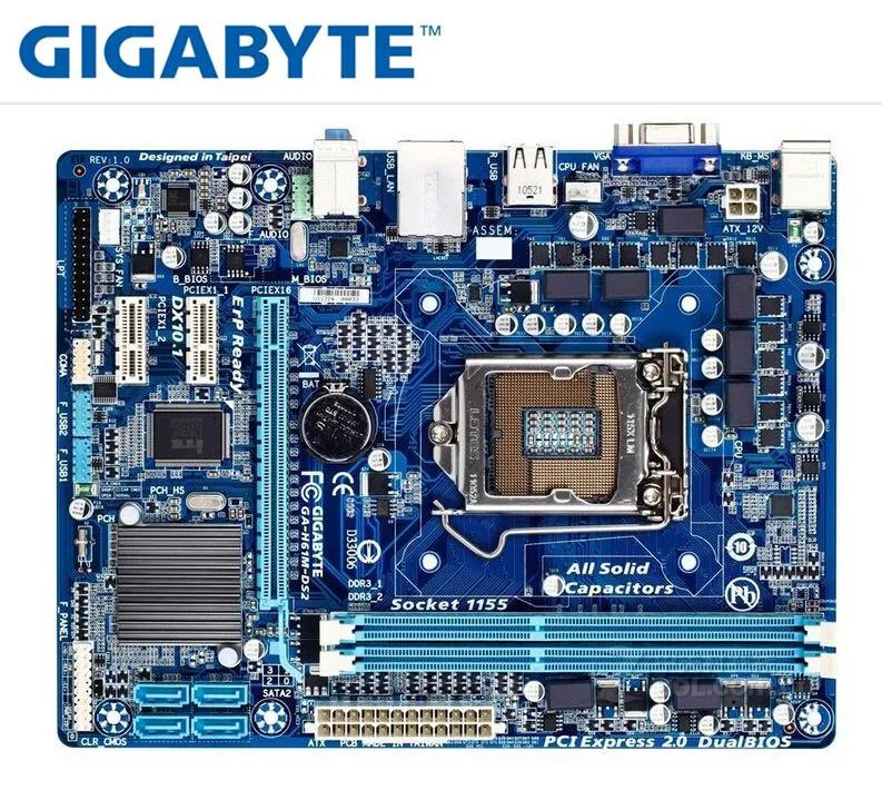 

original mainboard for gigabyte GA-H61M-DS2 LGA 1155 DDR3 H61M-DS2 16GB support I3 I5 I7 H61 boards PC desktop motherboard