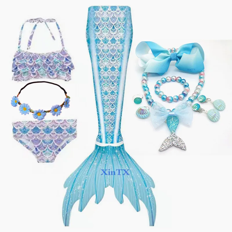 Детский купальный костюм с хвостом Русалочки косплей-костюм для праздника