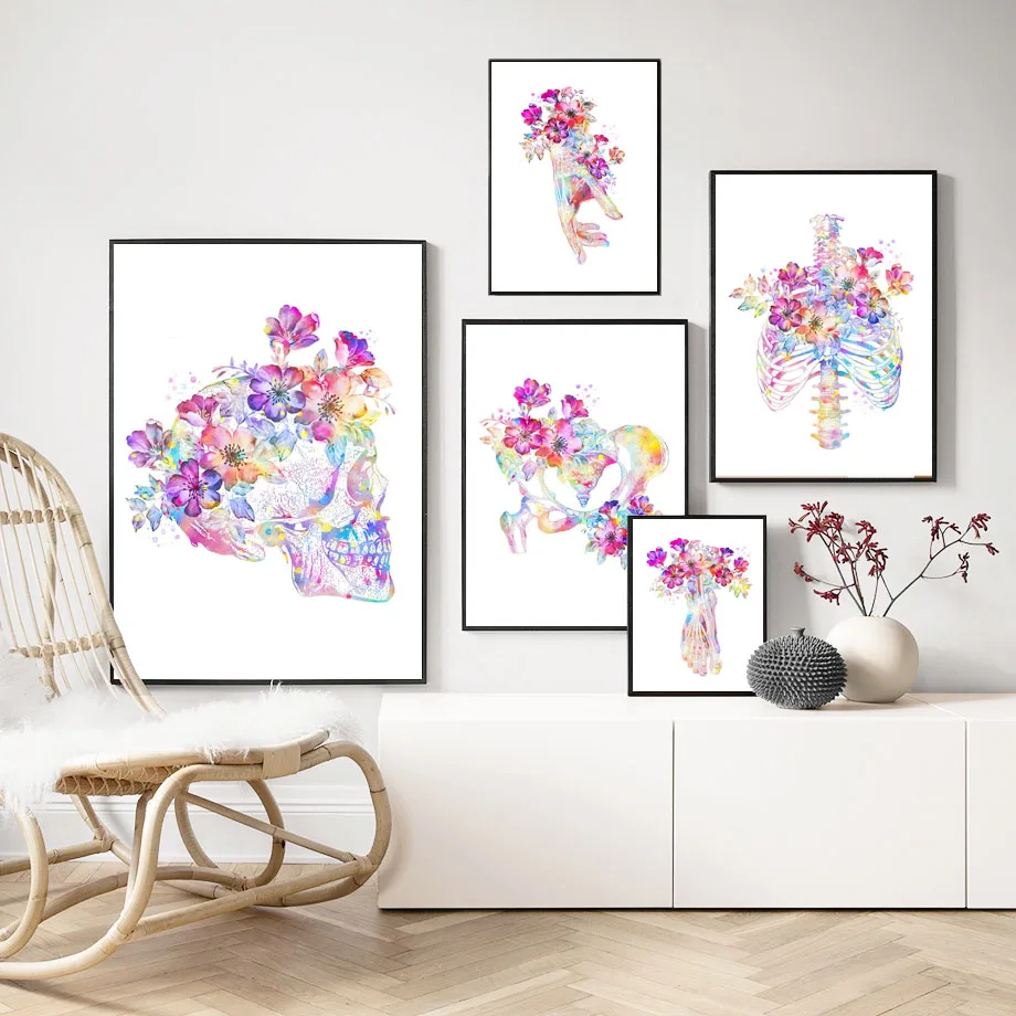 Настенная картина на холсте скандинавский постер с изображением костяных костей