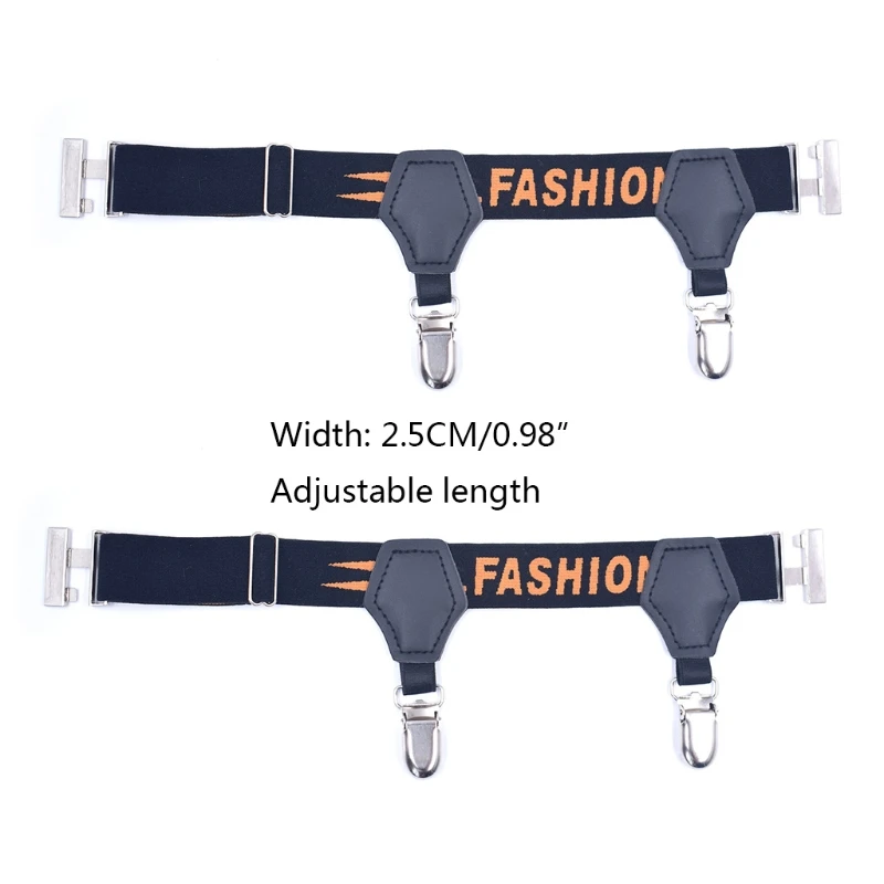 

Men Nylon Socks Suspenders Holder Letters Adjustable Non-Slip Garters Belt with Double Metal Clips Costume Accessories
