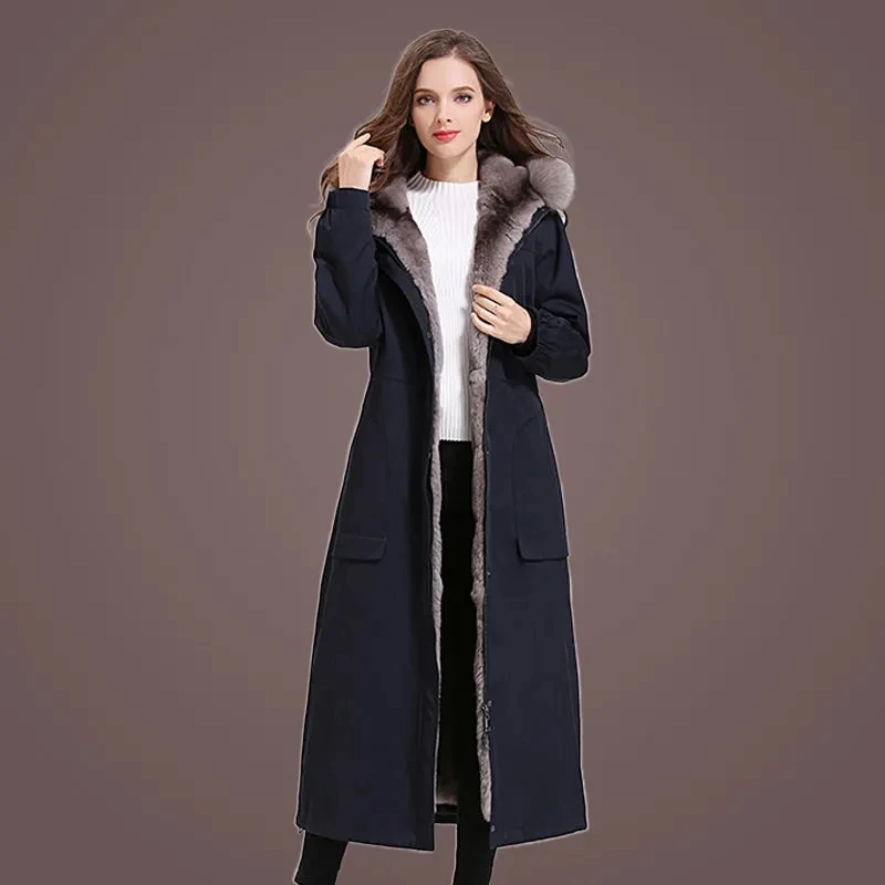 2021 New High-Quality Faux Fur Coat Winter Women's Coat Hooded Imitation Rabbit Fur Grass Detachable Overcome Warm Coat Female