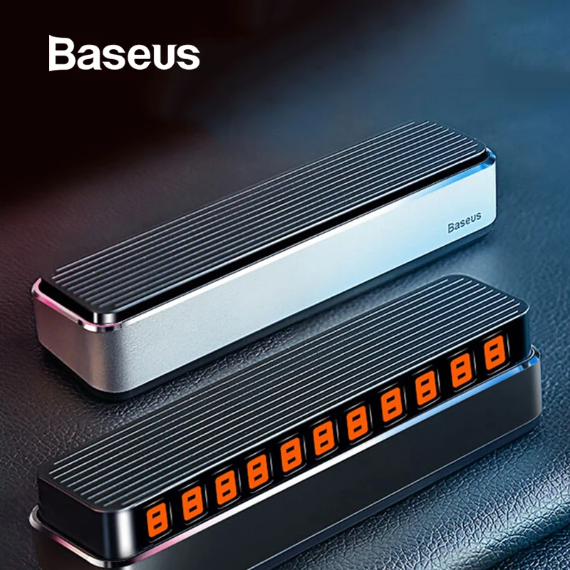 Baseus, временная парковочная карта, автомобильный держатель, светящийся ночной Светильник, номерной знак для телефона, автомобильный Стайлинг, наклейки для телефонных карточек