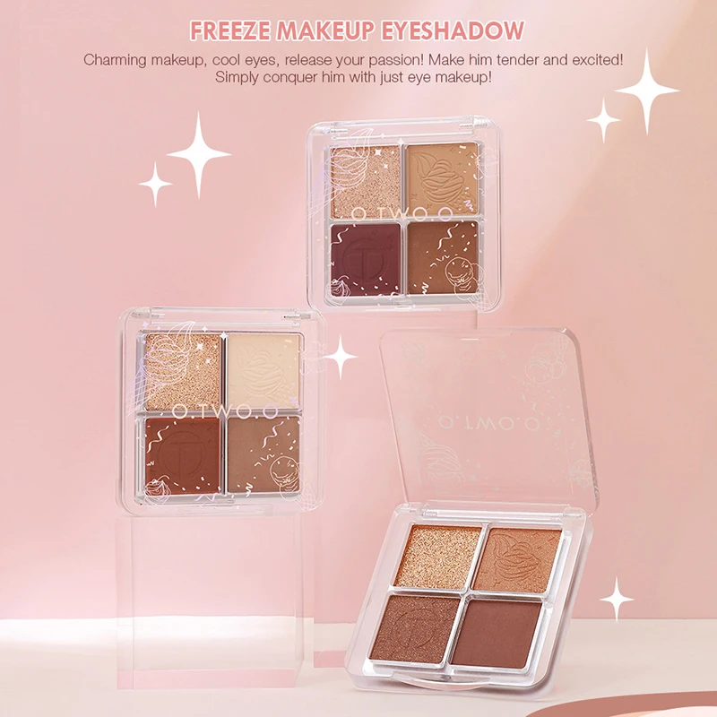 Палитра теней для век четыре цвета жемчужно-матовые естественный цвет маленькая