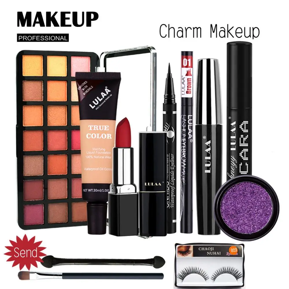 10 шт. набор для макияжа губная помада тени карандаш глаз бровей водостойкий