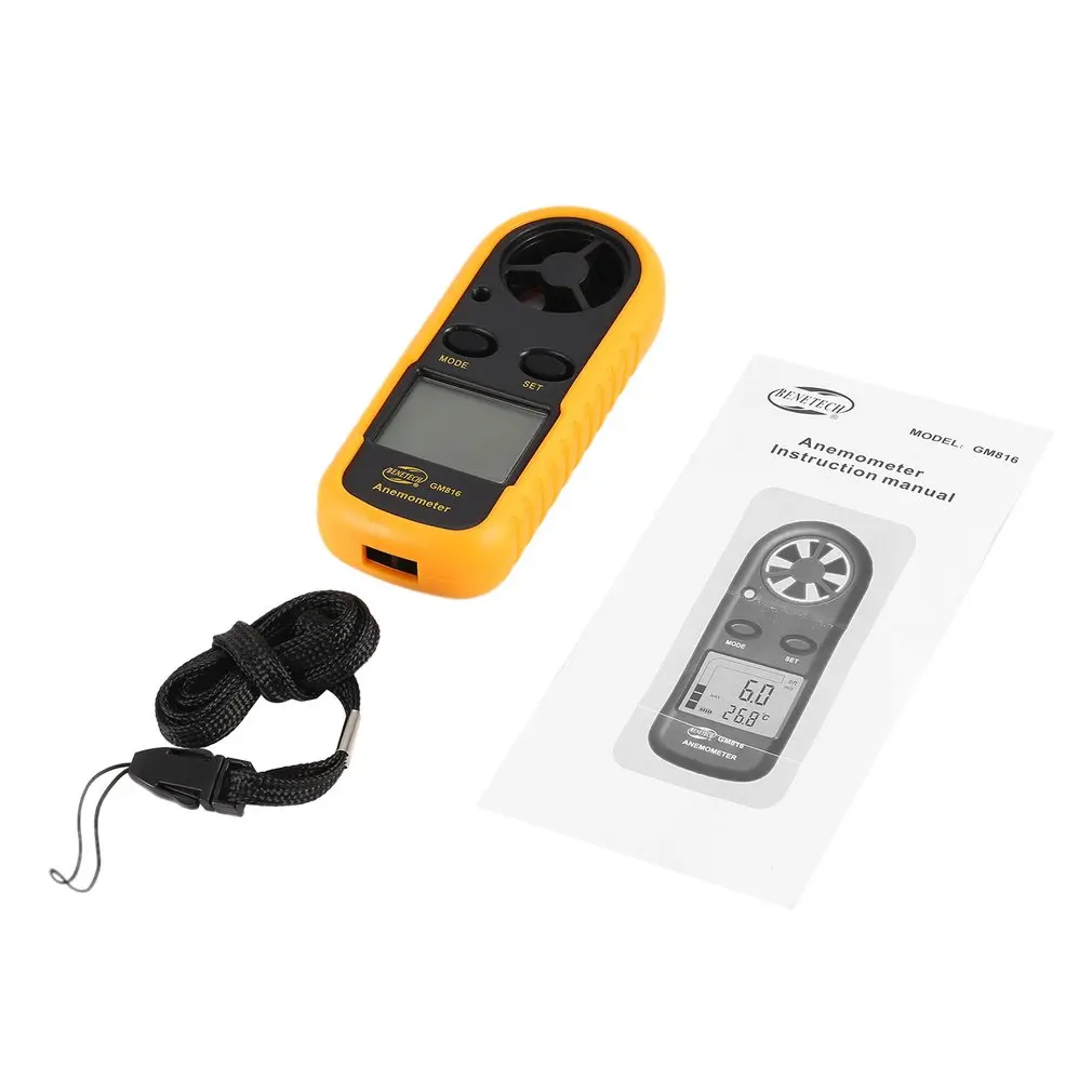 BENETECH GM816 Цифровой анемометр термометр скорость ветра воздушного потока датчик