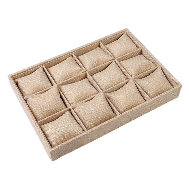 

Watch Jewelry Tray Organizer Bracelet Display Showcase 12 Grid Pillows Without Lid Tray Jewelry Storage Holder Gifts fo 066C