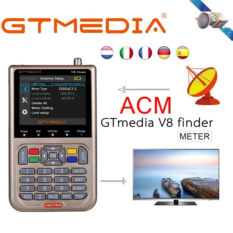 GTMEDIA DVB-S2/S2X V8 Finder HD цифровой спутниковый прибор для обнаружения Full 1080P FTA 3 5 дюймов