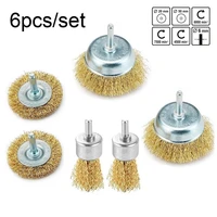 6 pcs crimped wire wheel cup brush set universal tools set for power drill rust removal stripping and abrasive