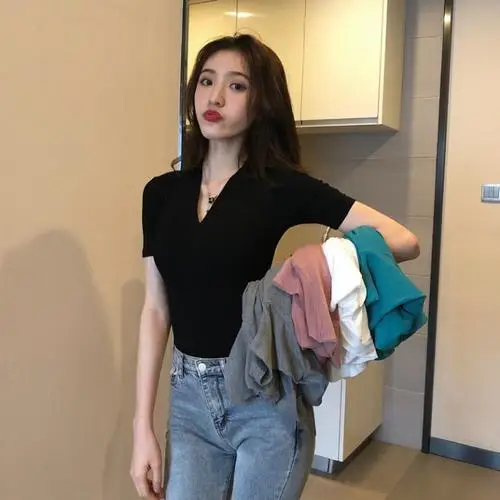 

2020 Women Short mint Sleeve Shirt Top Garment