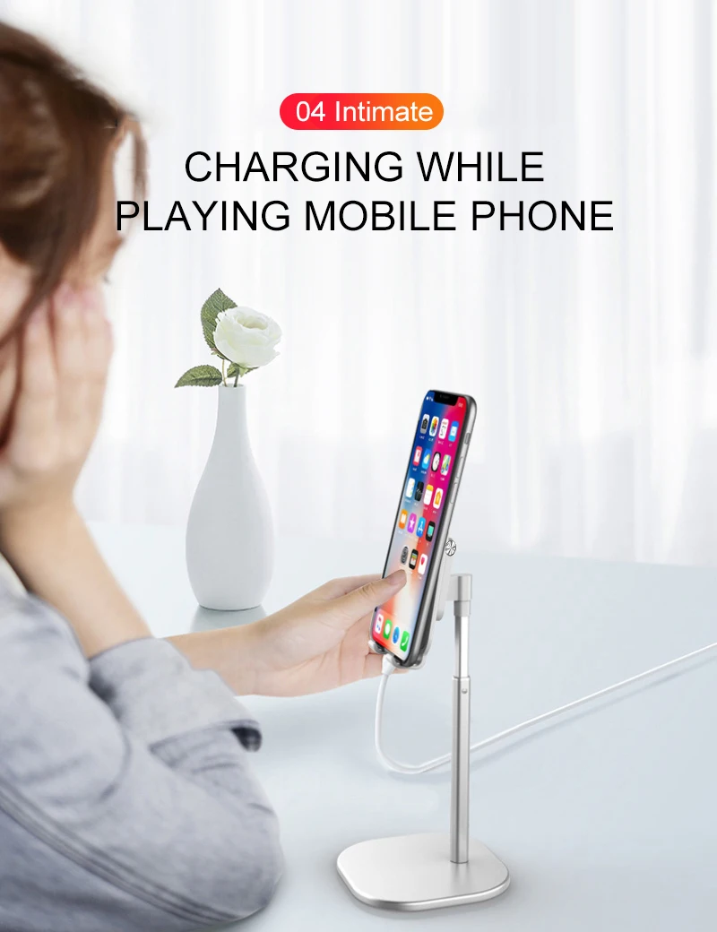 

Adjustable Cell Phone Desk Stand Holder Aluminum Desktop Portable Universal Desk Stand for All Mobile Smart Phone