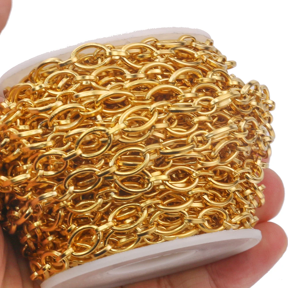 

1 Meter Width 7mm Stainless Steel Gold O Shape Cable Chains for DIY Jewelry Making Necklace Bracelet Anklet Making Supplies