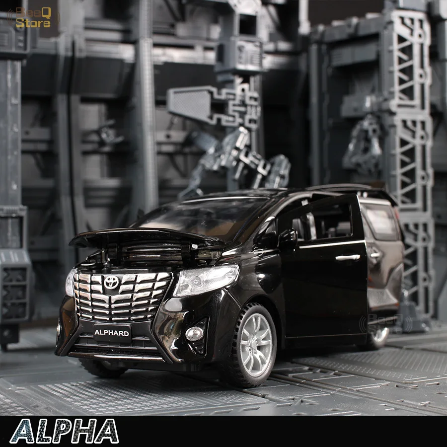 

1:32 Diecast Alloy Car Model Toyotas Alpha Nanny Car Hight Simulation Sound and Light Pull Back Children's Toys Car Gift