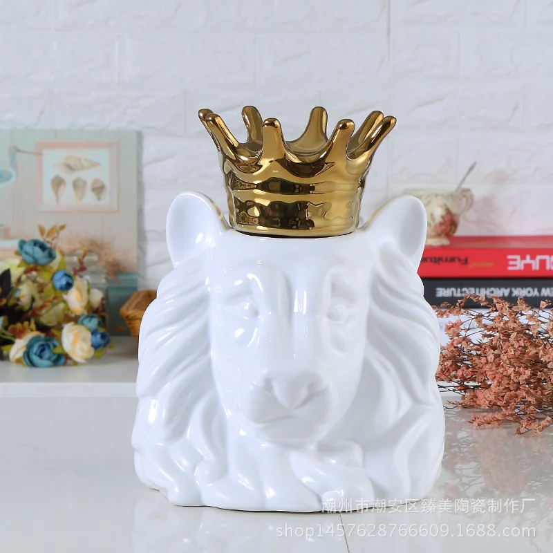 Фото Керамические настольные украшения в виде животных корона голова