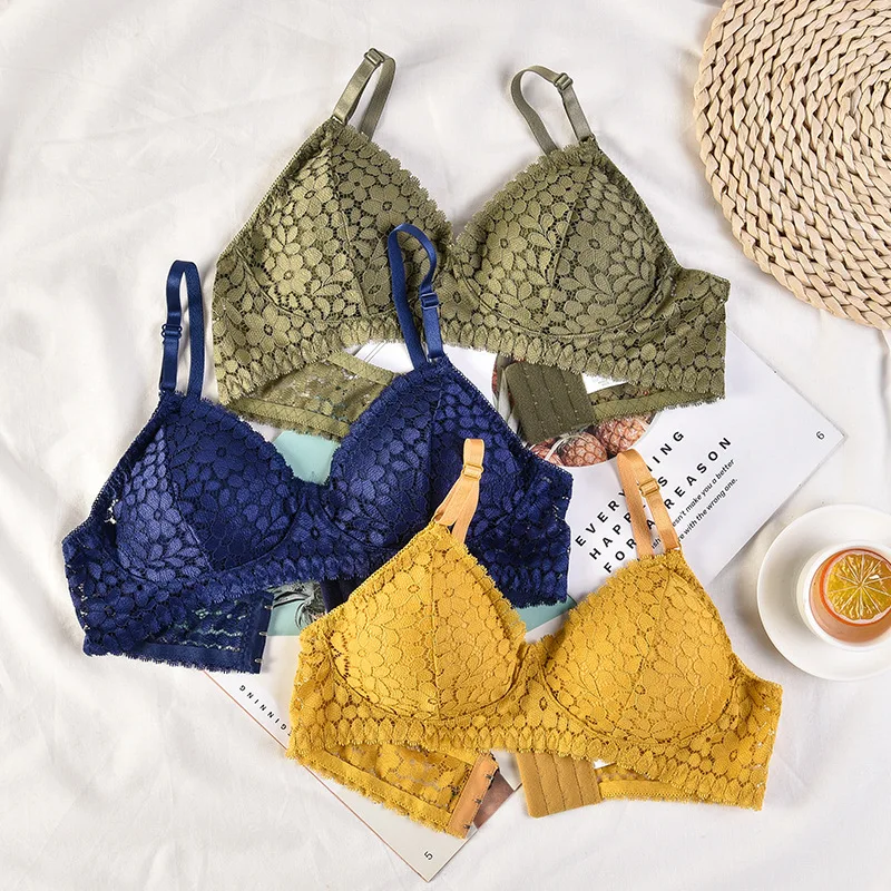 Женский кружевной бюстгальтер с чашками пуш-ап и цветочным принтом | Женская