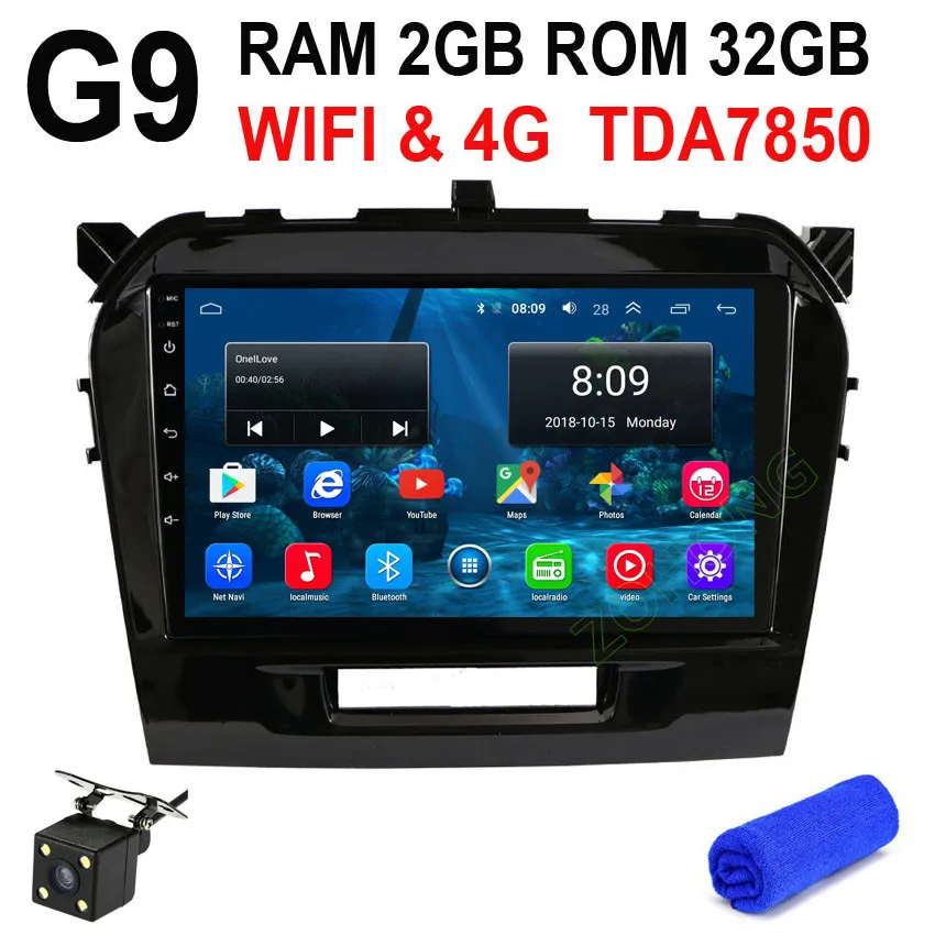 G9 GPS CAM 2.5D DSP 36EQ Android 9,0 автомобильный Радио мультимедийный плеер для Suzuki Vitara Авторадио автомобильный gps навигатор BT - Цвет: G9 GPS CAM
