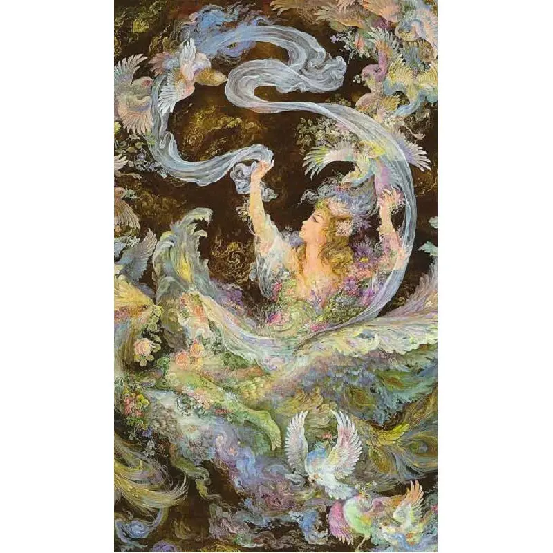 

5d Diy квадратная, круглая алмазная живопись, вышивка крестиком, фея и птица, 3d вышивка, иллюстрация, мозаика Стразы