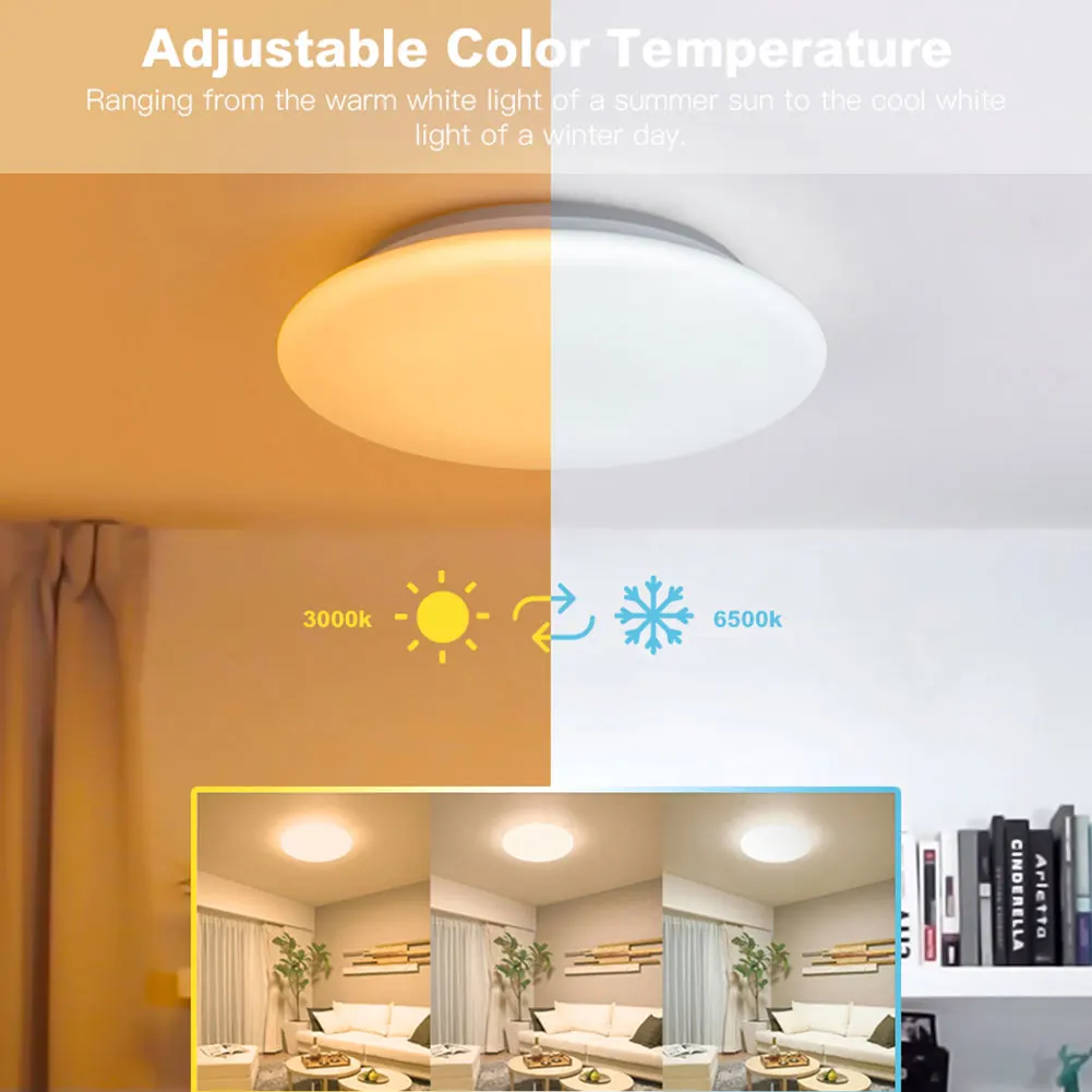 

Ceiling Light 110V Smart LED Ceiling Lamp Multi Color Warm White Natural Light Dimmable Ceiling Lamp Compatible For Bedroom