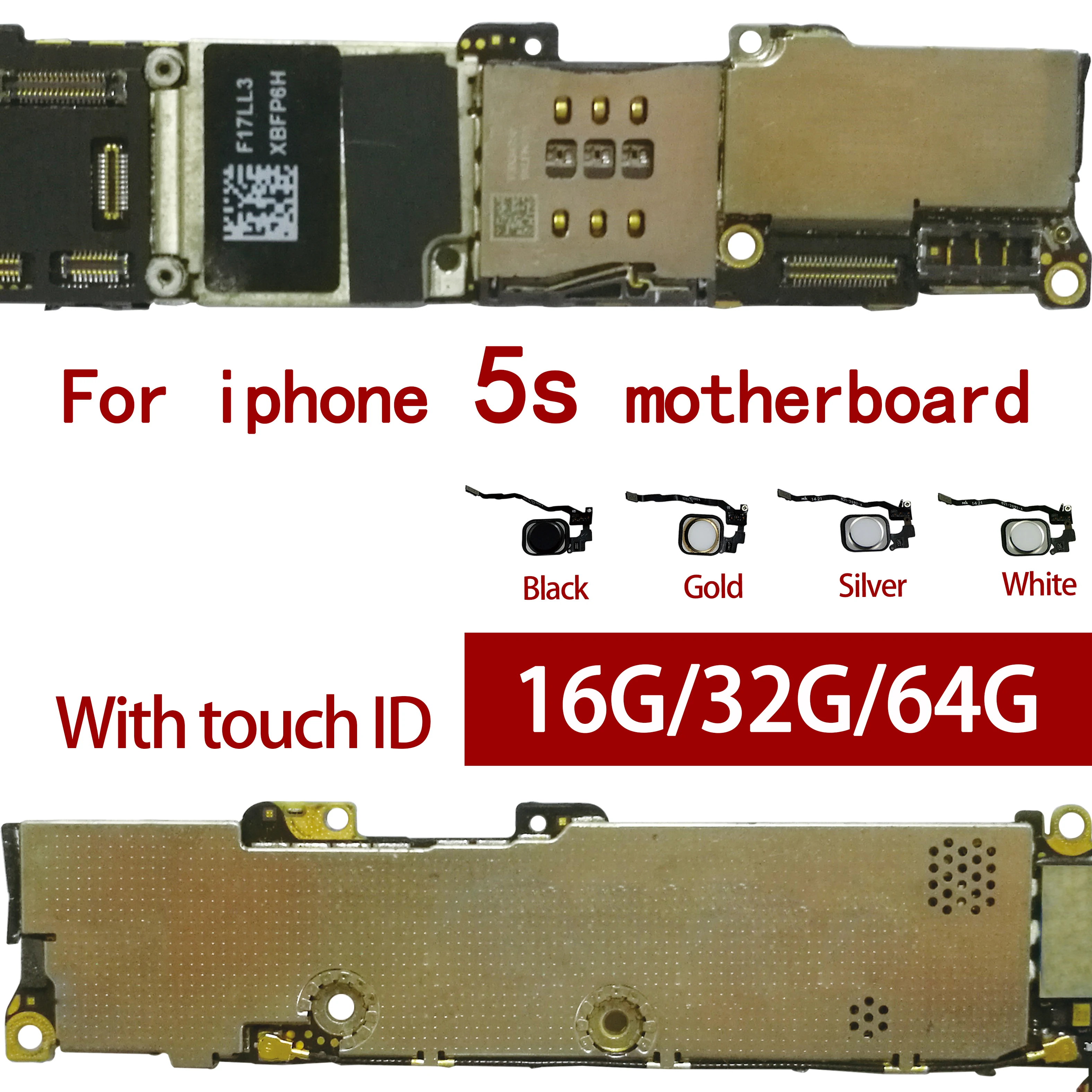 Оригинальная разблокированная материнская плата для iphone 5S без Touch ID/с Touch ID, материнская плата для iphone 5S, 16 ГБ/32 ГБ/64 ГБ