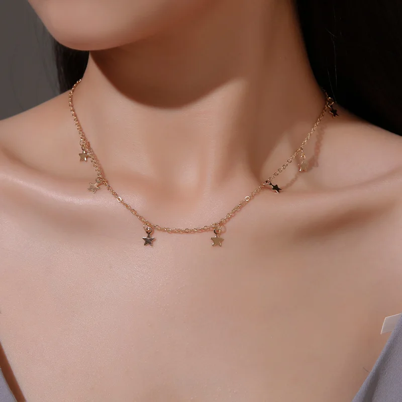 

1Pcs Minimalist Punk Star Choker Necklace For Women New Fashion Vintage Metal Sweater Clavicle Chain Party Wedding Jewelry N95