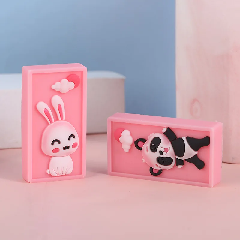 

2Pcs/Set Cute Cartoon Eraser 2D Three-dimensional Relief Eraser Painting Learning Animal Image Girl Stationery School Supplies