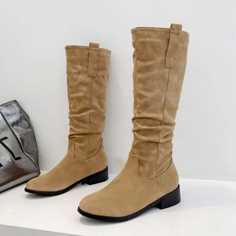 Женские сапоги до колена RIZABINA повседневные теплые высокие на меху с круглым