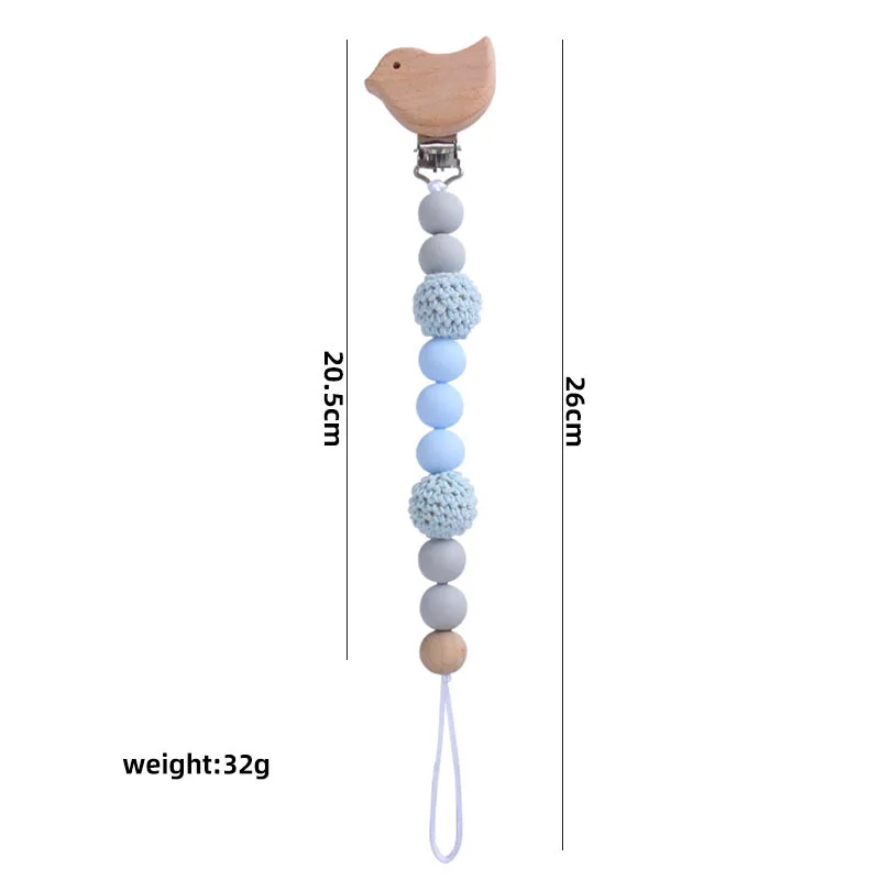 

Baby Silicone Pacifier Chain Cartoon Animals Beech Chewing Beads Pacifier Clip Baby Molar Toy Anti-dropping Chain Nipple Holder